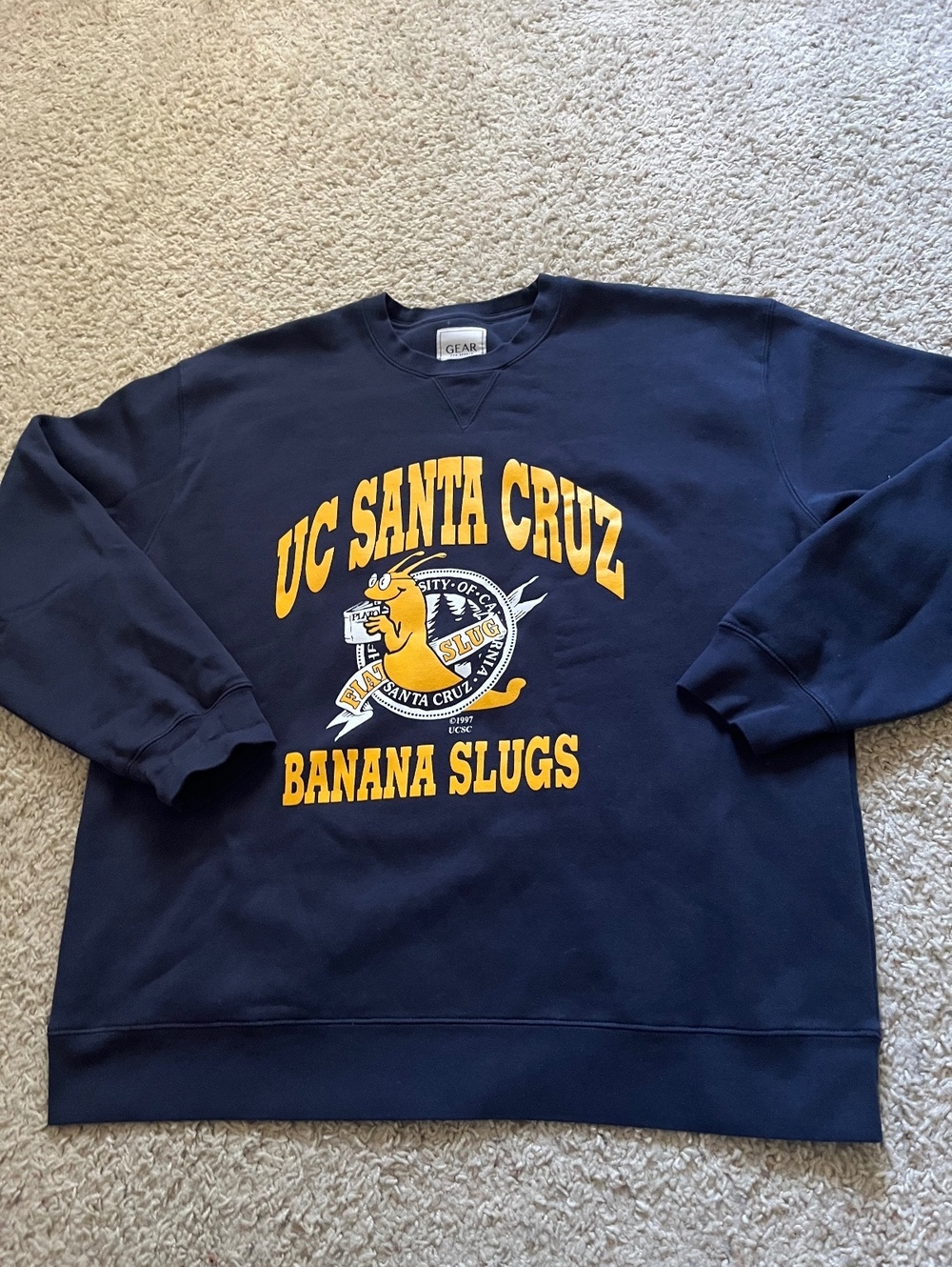 Gear For Sports VTG UC Santa Cruz Banana Slugs Navy Crewneck Sweatshirt XXL